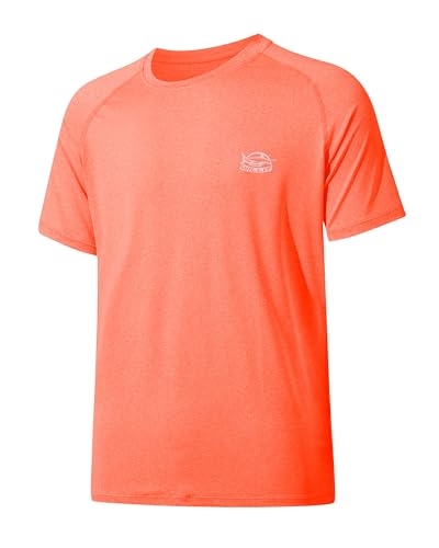 WILLIT UV Shirt Herren Rashguard T-Shirt Kurzarm Schwimmshirt UPF 50+ Schnelltrocknend Leicht Atmungsaktiv Outdoor Surfen Angeln Kationisch Rotorange S von WILLIT