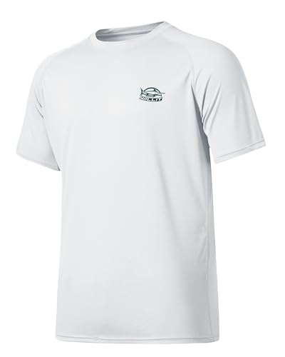 WILLIT UV Shirt Herren Rashguard T-Shirt Kurzarm Schwimmshirt UPF 50+ Schnelltrocknend Leicht Atmungsaktiv Outdoor Surfen Angeln Weiß M von WILLIT