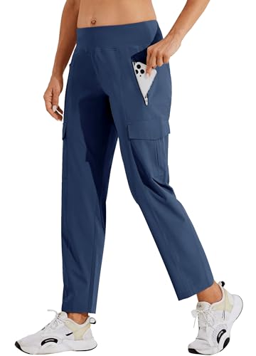 Willit Damen-Golfhose, sportlich, schnell trocknend, leichte Cargo-Reisehose mit Taschen, wasserabweisend, Marineblau, 46 von WILLIT