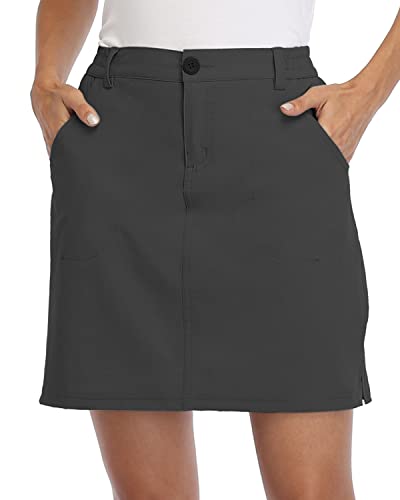 Willit Damen Skorts Golf Casual Skort Röcke UPF 50+ schnell trocknend Reißverschlusstaschen Outdoor Wandern Dunkelgrau M von WILLIT