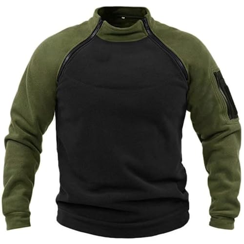 WILMOT Herren Quarter Zip Fleece Pullover Langarm Sweatshirt Outdoor Taktisch Weich Warm Polar Fleecejacke(Green,L) von WILMOT