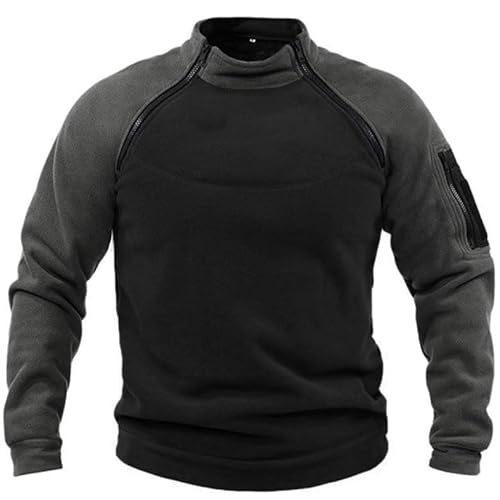 WILMOT Herren Quarter Zip Fleece Pullover Langarm Sweatshirt Outdoor Taktisch Weich Warm Polar Fleecejacke(Grey,XL) von WILMOT