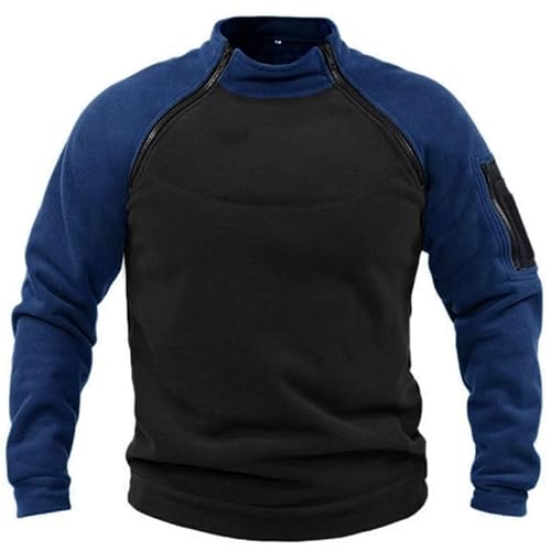 WILMOT Herren Quarter Zip Fleece Pullover Langarm Sweatshirt Outdoor Taktisch Weich Warm Polar Fleecejacke(Navy,4XL) von WILMOT