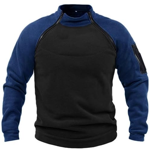 WILMOT Herren Quarter Zip Fleece Pullover Langarm Sweatshirt Outdoor Taktisch Weich Warm Polar Fleecejacke(Navy,M) von WILMOT