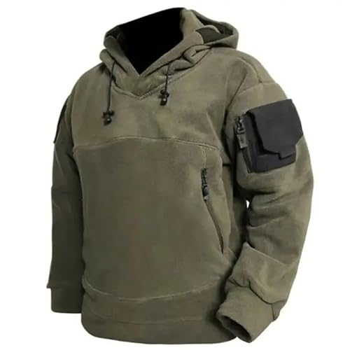 WILMOT Outdoor Military Tactical Hoodie Sweatshirt Viertelreißverschluss Cargo Workout Gym Sport Laufen Outdoor Winterjacken, Pullover mit Kapuze Workout Gym Sport Winterjacken(Green,3XL) von WILMOT