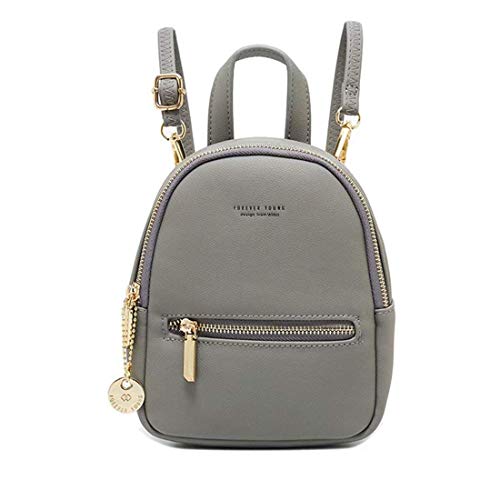 WILSLAT Damen Mini Rucksack börse Mode Leicht Leder Reise Kleine Schultertasche (Grau, 1 Schulterriemen) von WILSLAT