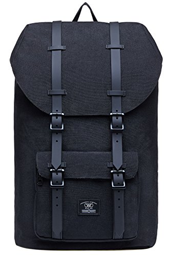 KAUKKO Rucksack Damen Herren für 15 Zoll Laptop für Schule, Arbeit oder Reise, 21.57 Liters, 27 * 17 * 47 cm (Schwarz JNL-D2-03) von KAUKKO