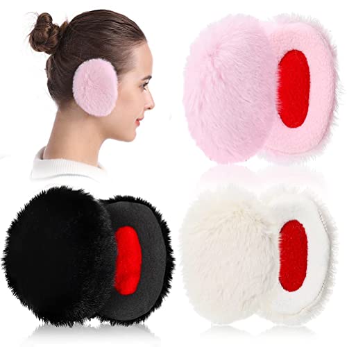 3Paare Bandlose Ohrmuscheln Ohrenschützer,Ohrenwärmer Earmuffs SchutzOhrenwärmer Flaumig Winter Ohrhauben für Frauen Männer von WINBST