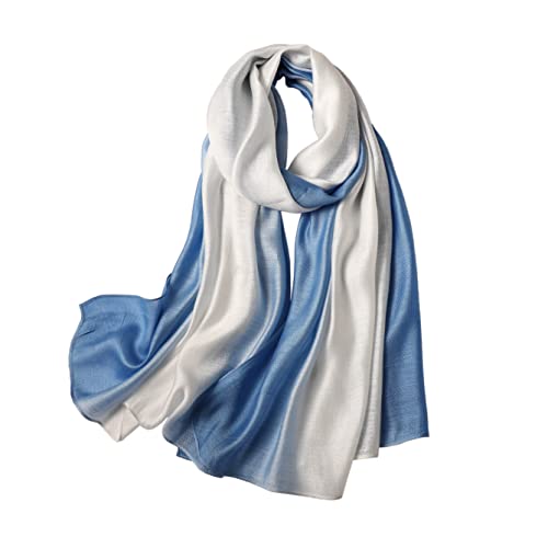 WINCESS.YU Damen Gradient Scarf Stripe Long Schals and Wraps Lightweight Solid Pashmina for Spring Summer and Fall, blau/weiß, Einheitsgröße von WINCESS.YU