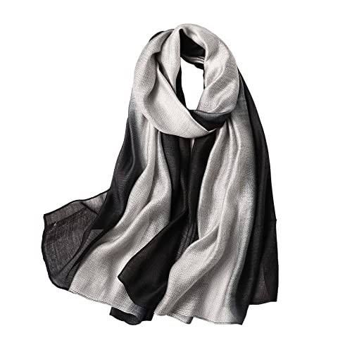 WINCESS.YU Damen Gradient Scarf Stripe Long Schals and Wraps Lightweight Solid Pashmina for Spring Summer and Fall, schwarz und weiß, Einheitsgröße von WINCESS.YU