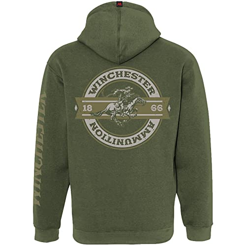 Winchester Legend Collection Rider Crest Banner Made in the USA Fleece Pullover Kapuzenpullover für Herren, olivgrün, XX-Large von WINCHESTER SHIRTS