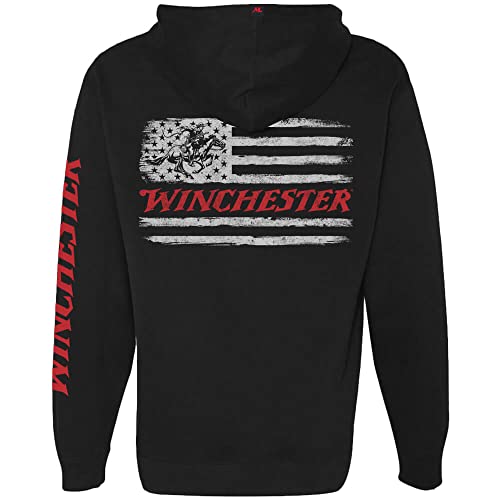 Winchester Offizielle Grunge Winchester Flagge bedruckter Fleece-Pullover Kapuzen-Sweatshirt für Herren, Damen, Unisex, Black, XXX-Large von WINCHESTER SHIRTS