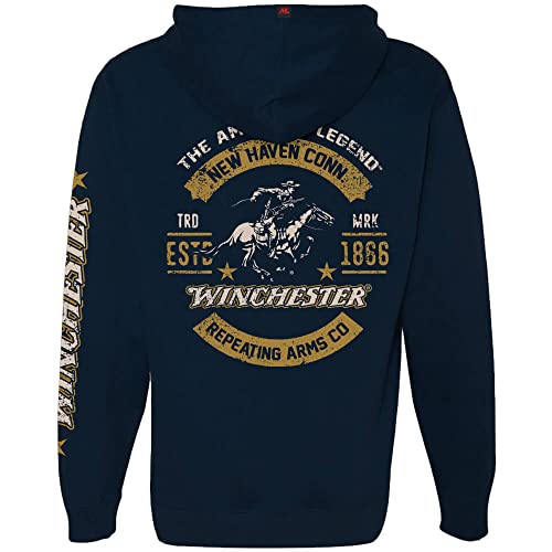 Winchester Offizielles The American Rider Printed Fleece Pullover Hooded Sweatshirt für Herren Damen Unisex, navy, XX-Large von WINCHESTER SHIRTS