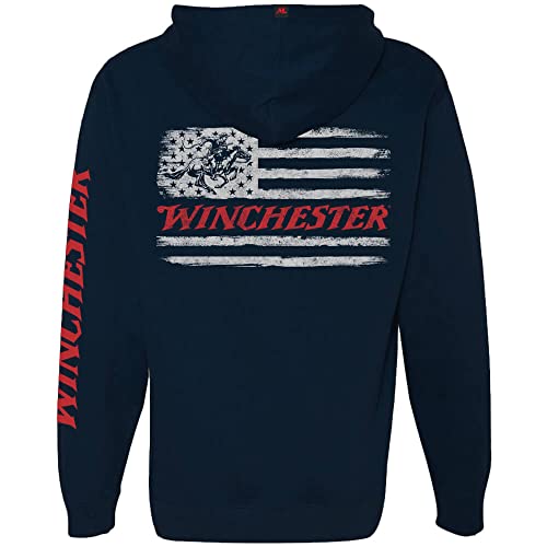 Winchester Offizielles The American Rider bedruckter Fleece-Pullover mit Kapuze für Herren und Damen, Unisex, Marineblau, Marineblau, Medium von WINCHESTER SHIRTS