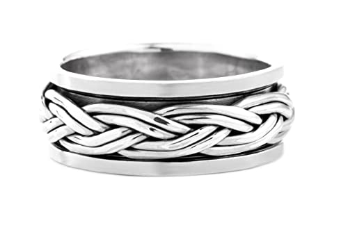 Windalf Kraftvoller Vintage Silberring Drehring IGOR 0.8 cm Vikings Partnerring Freundschaftsring Handgearbeitet 925 Sterlingsilber (Silber, 66 (21.0)) von Windalf