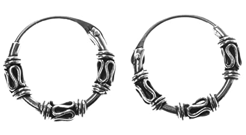 Silber Creolen Fina Ø 13 mm Ornamentik Wikinger Ohrschmuck Silberohrringe 925 Sterling Silber von Windalf