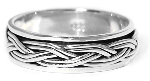 Windalf Wikinger Vintage Band-Ring THORON 0.6 cm Silber-Drehring Vikings Partnerring Bohemia Silberring Handarbeit aus 925 Sterlingsilber (Silber, 64 (20.4)) von Windalf