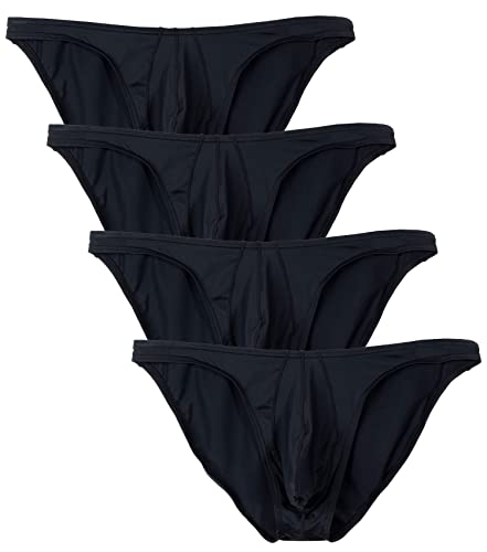 WINDAY Herren Slip Eisseide Dreieck Bikini Slip und Low Rise Unterwäsche, 4er-Pack Schwarz, XX-Large von WINDAY