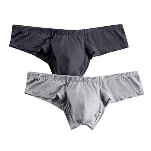 WINDAY Herren Slip Micro Modal Bikini Slip und Low Rise Unterwäsche AD325, 2er-Pack, Schwarz und Grau, X-Large von WINDAY