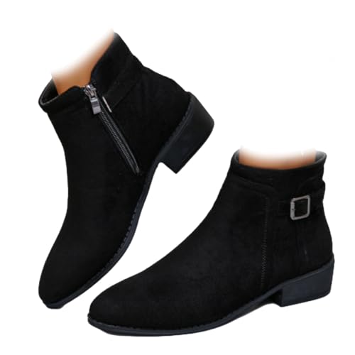 Damen Chelsea Western Square Heel Boots Reißverschluss Spitz Zehen Niedriger Absatz Kurzer Stiefel Bequeme Casual Vintage Stiefeletten für Herbstausflüge, Schwarz , 46 EU Damen Chelsea Western Square Heel Boots Reißverschluss Spitz Zehen Niedriger Absatz Kurzer Stiefel Bequeme Casual Vintage Stiefeletten für Herbstausflüge, Schwarz , 46 EU von WINDEHAO