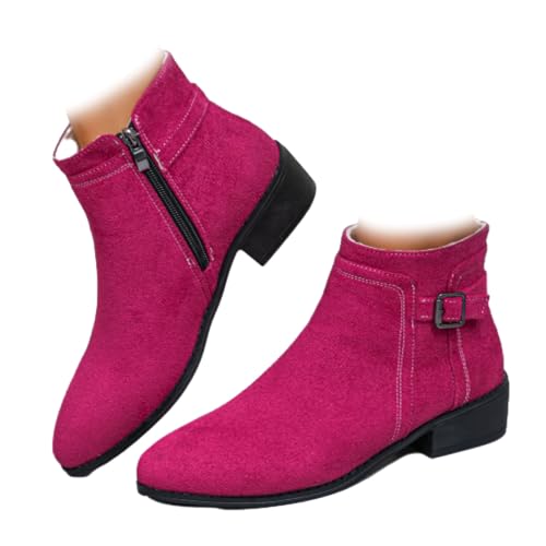 Damen Chelsea Western Square Heel Boots Reißverschluss Spitz Zehen Niedriger Absatz Kurzer Stiefel Bequeme Casual Vintage Stiefeletten für Herbstausflüge, rosarot, 46 EU Damen Chelsea Western Square Heel Boots Reißverschluss Spitz Zehen Niedriger Absatz Kurzer Stiefel Bequeme Casual Vintage Stiefeletten für Herbstausflüge, rosarot, 46 EU von WINDEHAO