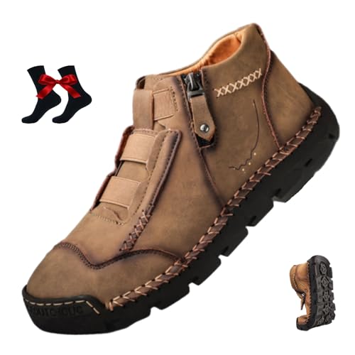 Matufit Schuhe für Herren, Matufit Orthopädische Schuhe für Herren Echtes Leder Wasserdicht Rutschfest Mode Orthopädische Schuh Slip On Loafer, khaki, 44 EU von WINDEHAO