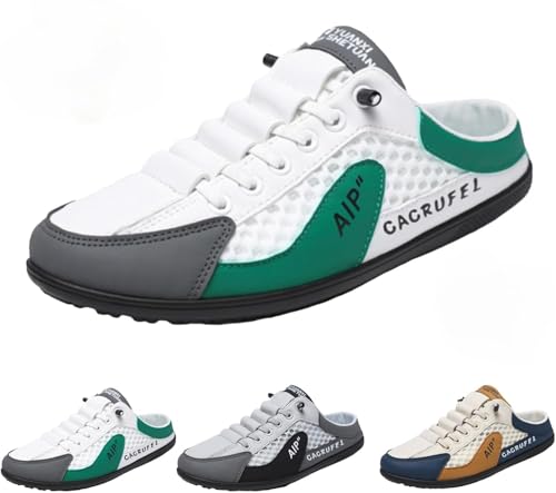 Neue Sommer Slip-on Herren Sport Hausschuhe Herren Rückenfrei Sneakers Casual Pantoletten Sommer Atmungsaktiv Sport Hausschuhe Mesh Schuhe, grün, 41 EU von WINDEHAO