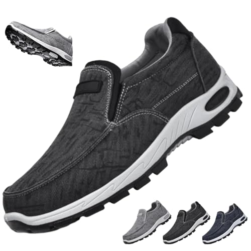 Orthopädische Herren-Schlupfschuhe, bequeme Wanderschuhe, leicht, atmungsaktiv, Slip-on-Canvas-Sneaker mit Fußgewölbeunterstützung, Schwarz , 44 EU Orthopädische Herren-Schlupfschuhe, bequeme Wanderschuhe, leicht, atmungsaktiv, Slip-on-Canvas-Sneaker mit Fußgewölbeunterstützung, Schwarz , 44 EU von WINDEHAO