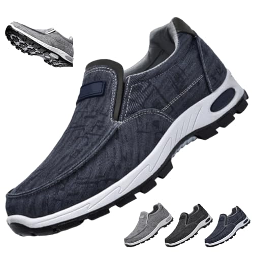 Orthopädische Herren-Schlupfschuhe, bequeme Wanderschuhe, leicht, atmungsaktiv, Slip-on-Canvas-Sneaker mit Fußgewölbeunterstützung, blau, 44 EU Orthopädische Herren-Schlupfschuhe, bequeme Wanderschuhe, leicht, atmungsaktiv, Slip-on-Canvas-Sneaker mit Fußgewölbeunterstützung, blau, 44 EU von WINDEHAO