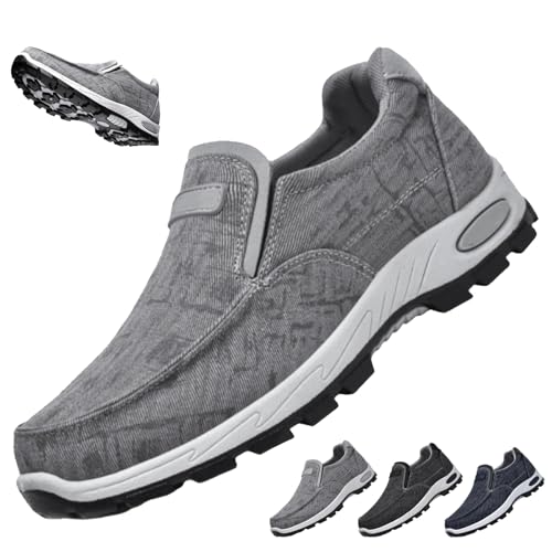 Orthopädische Herren-Schlupfschuhe, bequeme Wanderschuhe, leicht, atmungsaktiv, Slip-on-Canvas-Sneaker mit Fußgewölbeunterstützung, grau, 44 EU Orthopädische Herren-Schlupfschuhe, bequeme Wanderschuhe, leicht, atmungsaktiv, Slip-on-Canvas-Sneaker mit Fußgewölbeunterstützung, grau, 44 EU von WINDEHAO