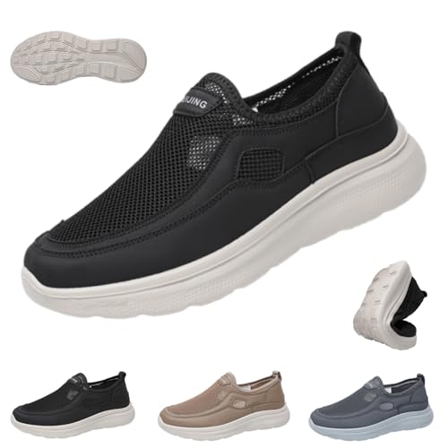 Sommerschuhe, atmungsaktiv, rutschfest, weiche Sohle, für ältere Menschen, Slip-On-Mesh-Bootsschuhe, Laufschuhe, bequem, leicht, Wander-Sneaker, Schwarz , 8.5/16.5 UK Wide Sommerschuhe, atmungsaktiv, rutschfest, weiche Sohle, für ältere Menschen, Slip-On-Mesh-Bootsschuhe, Laufschuhe, bequem, leicht, Wander-Sneaker, Schwarz , 8.5/16.5 UK Wide von WINDEHAO