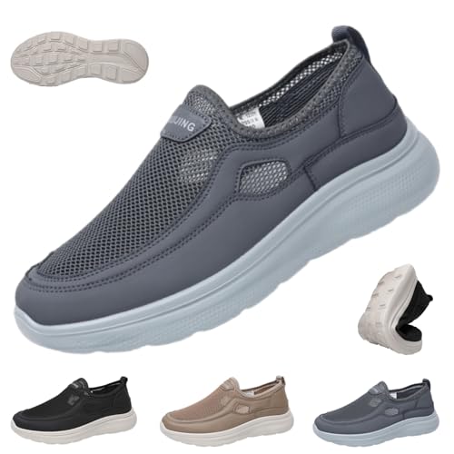 Sommerschuhe, atmungsaktiv, rutschfest, weiche Sohle, für ältere Menschen, Slip-On-Mesh-Bootsschuhe, Laufschuhe, bequem, leicht, Wander-Sneaker, grau, 8.5/16.5 UK Wide Sommerschuhe, atmungsaktiv, rutschfest, weiche Sohle, für ältere Menschen, Slip-On-Mesh-Bootsschuhe, Laufschuhe, bequem, leicht, Wander-Sneaker, grau, 8.5/16.5 UK Wide von WINDEHAO