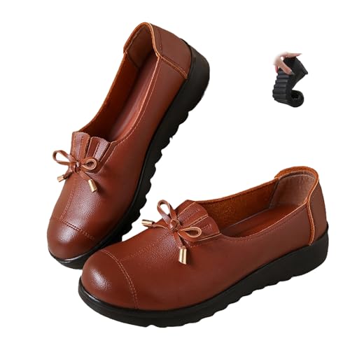 WINDEHAO Bequeme Leder-Slipper zum Reinschlüpfen, orthopädische Loafer aus atmungsaktivem Leder, rutschfeste, weiche Unterseite, leicht, runde Zehenpartie, flache Sandalen, 6064 Brown, 44 EU WINDEHAO Bequeme Leder-Slipper zum Reinschlüpfen, orthopädische Loafer aus atmungsaktivem Leder, rutschfeste, weiche Unterseite, leicht, runde Zehenpartie, flache Sandalen, 6064 Brown, 44 EU von WINDEHAO