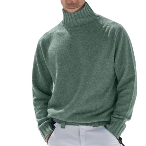 WINDEHAO Herren Rollkragen Kaschmir Pullover Winter Einfarbig Kaschmir Rollkragenpullover Langarm Weich Warm Pullover Pullover, grün, Large von WINDEHAO