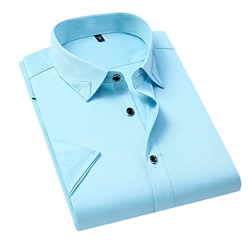 WINDEHAO Kurzärmeliges Herrenhemd, groß und hoch, bügelfrei, normale Passform, formelles Hemd, lässig, Business, Büro von WINDEHAO