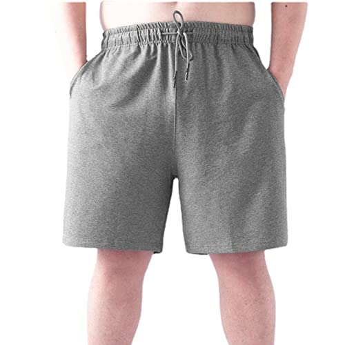 WINDEHAO Sommer Herren Übergröße 3XL-10XL (200 kg) Sweathose, hohe Taille, lose Sport-Jogging-Shorts, lässige Strandshorts (Grau, 6XL) von WINDEHAO