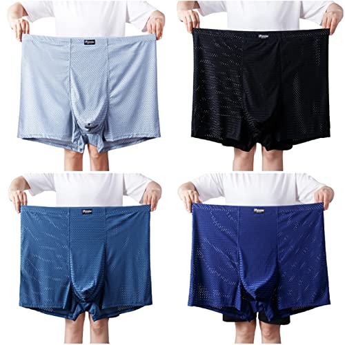 WINDEHAO Übergröße 13XL-210 kg Herren-Boxershorts, 3 Stück nahtlose Eisseide-Unterwäsche, lockere Elastizität, Mesh, atmungsaktive Unterhosen (zufällige 3 Stück, 6XL) von WINDEHAO