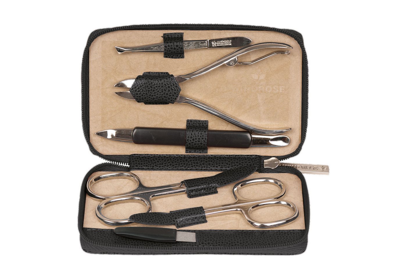 WINDROSE Maniküre-Etui 6-teiliges Maniküretui Beluga, Bestückung aus dem Hause Becker/Solingen von WINDROSE