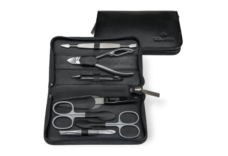 WINDROSE Maniküre-Etui 7-teiliges Maniküretui Nappa, Bestückung aus dem Hause Becker/Solingen von WINDROSE