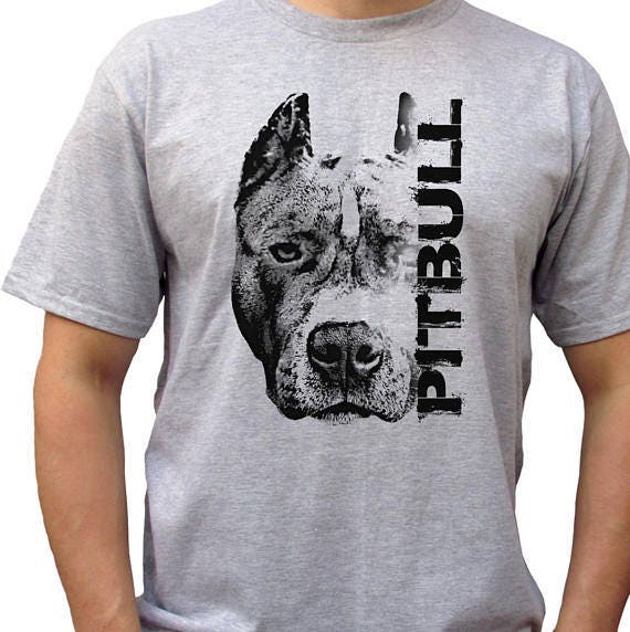 Pitbull T Shirt Grau Oben T-stück Geschenk Weihnachten Geburtstagsgeschenk Idee Hundeliebhaber Züchten Grafikdesign Personalisierte von WINGRAF