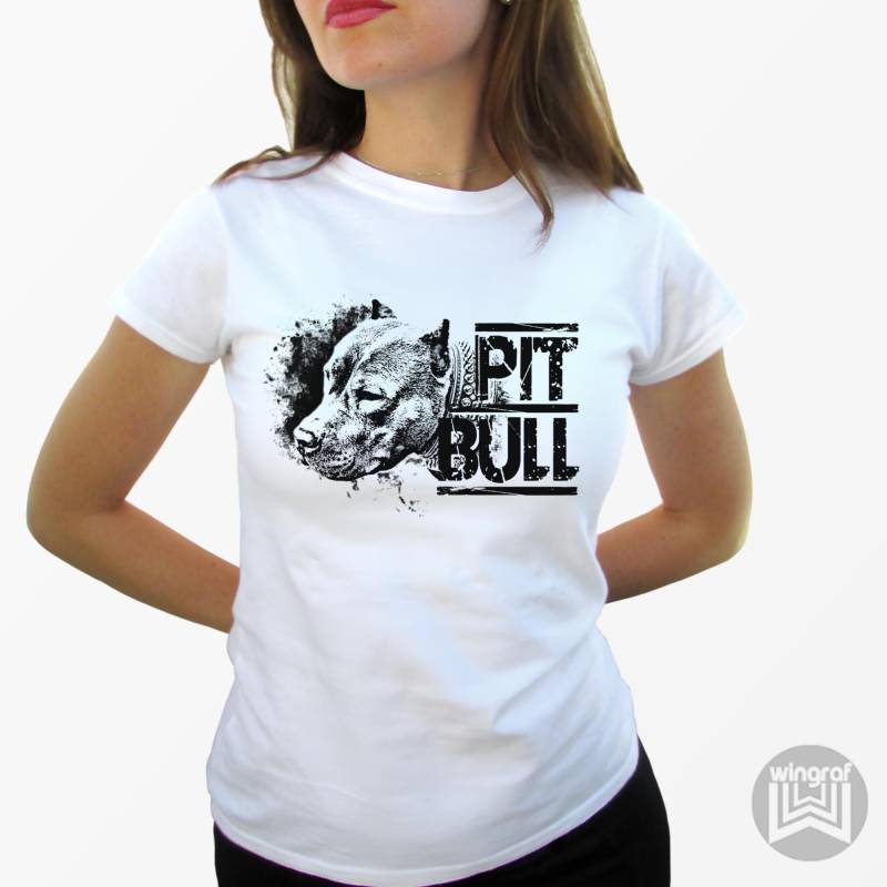 Pitbull T Shirt Hundewelpe Hunderasse Kunstdruck Grafikdesign Geburtstag Damenkleidung Geschenk Damen Personalisierbare Ideen von WINGRAF