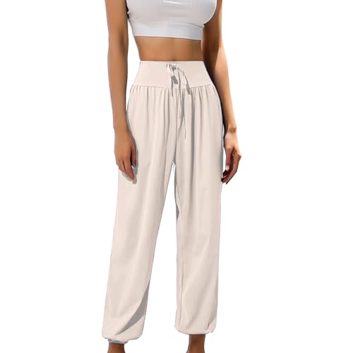 WINHUNT Damen Hose mit Taschen Yogahose Freizeit Jogginghose High Waist Sporthose Elastische Weite Bootcut Jazzpants von WINHUNT