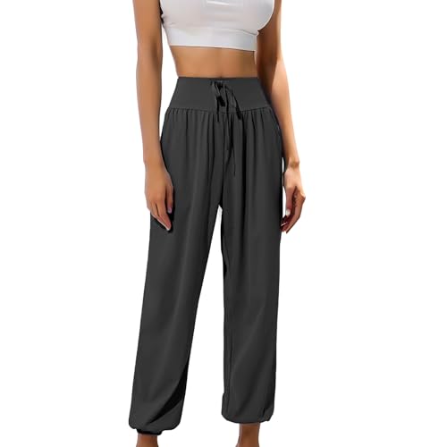 WINHUNT Damen Hose mit Taschen Yogahose Freizeit Jogginghose High Waist Sporthose Elastische Weite Bootcut Jazzpants von WINHUNT