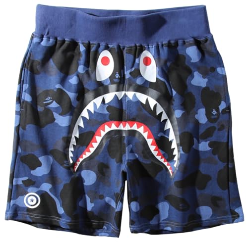 WINKEEY Shark Shorts Hip Hop Fashion Kurze Hose Camouflage Shorts Sport Shorts Lässige Shorts Für Jungen Teenager, Blau M von WINKEEY