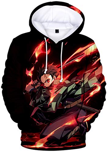 WINKEEY Herren Manga Hoodie Anime Nezuko Cosplay Kapuzenpullover Tanjiro Inosuke Zenitsu Oversized Pulli 3D Druck Fashion Streetwear, 01 3XL von WINKEEY