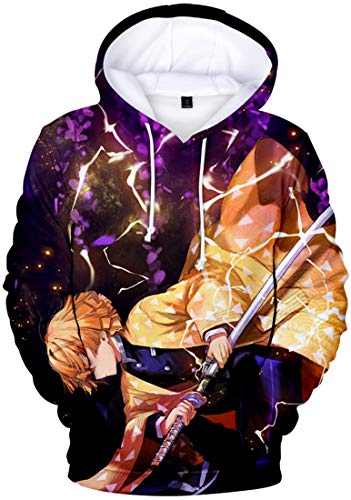 WINKEEY Herren Manga Hoodie Anime Nezuko Cosplay Kapuzenpullover Tanjiro Inosuke Zenitsu Oversized Pulli 3D Druck Fashion Streetwear, 02 L von WINKEEY