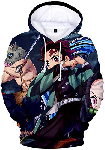 WINKEEY Herren Manga Hoodie Anime Nezuko Cosplay Kapuzenpullover Tanjiro Inosuke Zenitsu Oversized Pulli 3D Druck Fashion Streetwear, 03 L von WINKEEY