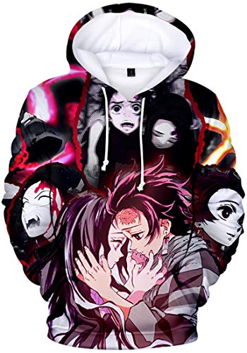 WINKEEY Herren Manga Hoodie Anime Nezuko Cosplay Kapuzenpullover Tanjiro Inosuke Zenitsu Oversized Pulli 3D Druck Fashion Streetwear, 06 L von WINKEEY