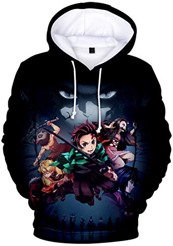 WINKEEY Herren Manga Hoodie Anime Nezuko Cosplay Kapuzenpullover Tanjiro Inosuke Zenitsu Oversized Pulli 3D Druck Fashion Streetwear, 07 3XL von WINKEEY