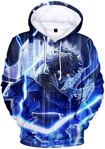 WINKEEY Herren Manga Hoodie Anime Nezuko Cosplay Kapuzenpullover Tanjiro Inosuke Zenitsu Oversized Pulli 3D Druck Fashion Streetwear, 13 M von WINKEEY